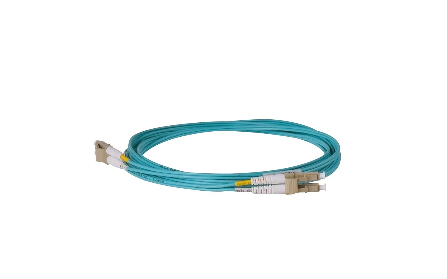 Multimode 10G OM3 50/125 Fiber Patch Cable, Duplex LC to LC, Slim Zipcord Fire Retardant Plenum OFNP Cable Jacket - 5 feet