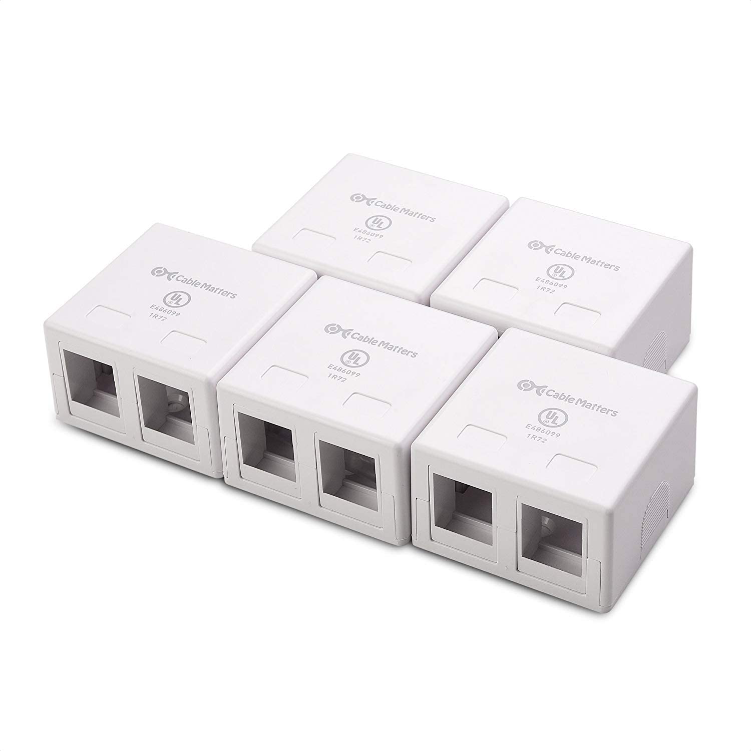 Cable Matters 2-Port Keystone Jack Surface Mount Box in White