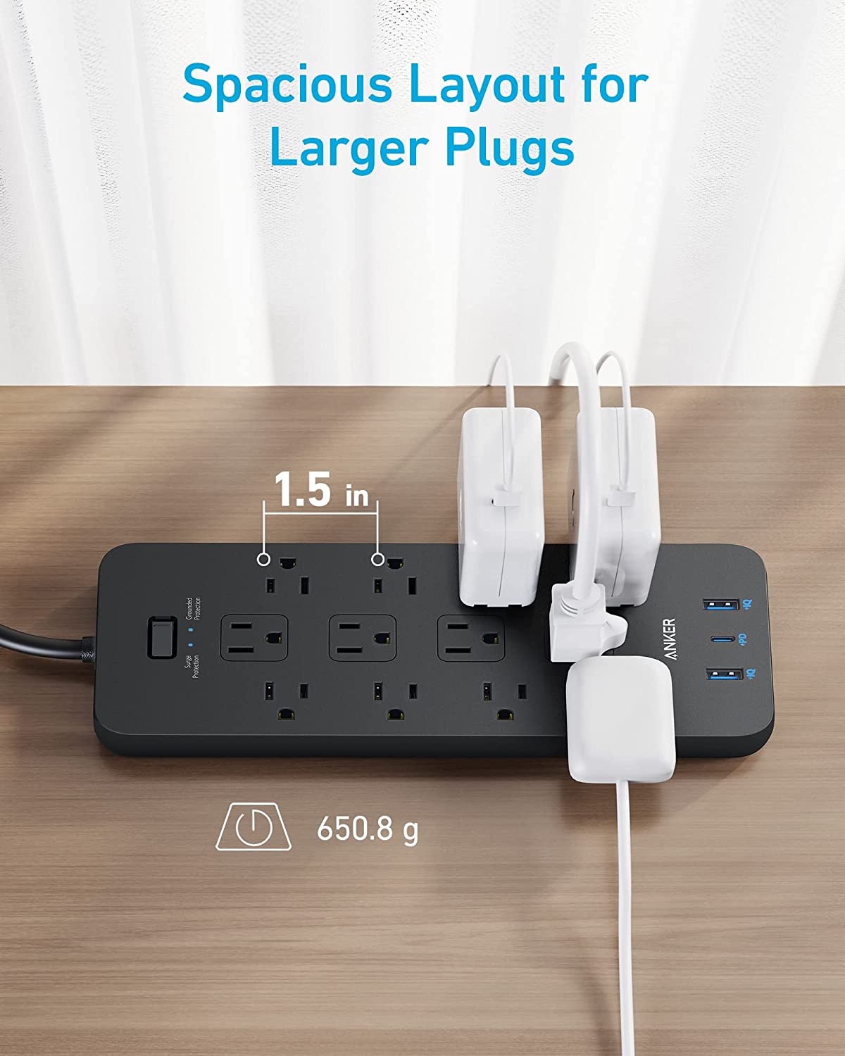 Anker Power Strip Surge Protector (2100J), 12 Outlets with 2 USB A and 1 USB C Port