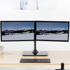 VIVO Freestanding Black Dual Monitor Stand with Sleek Glass Base and Adjustable Arms