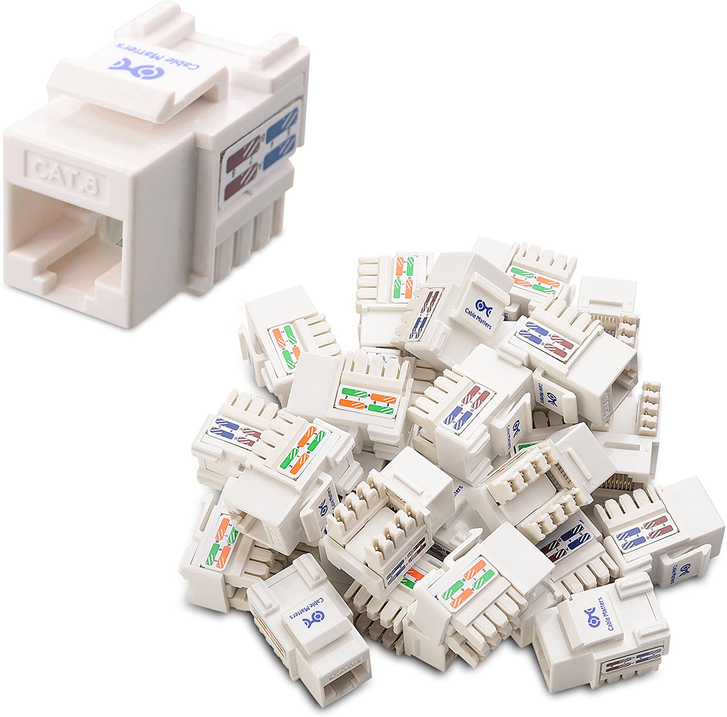 Cable Matters 10Gbps Cat6 Keystone Jacks, RJ45 Keystone Jack - Sold Individually