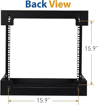 9U Wall Mount Rack Open Frame 19 Inch Server Equipment 2 Post Network Cabinet 18 inches Depth - Black