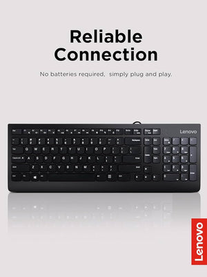 Lenovo 300 USB Keyboard, Wired, Adjustable Tilt, and Ergonomic.