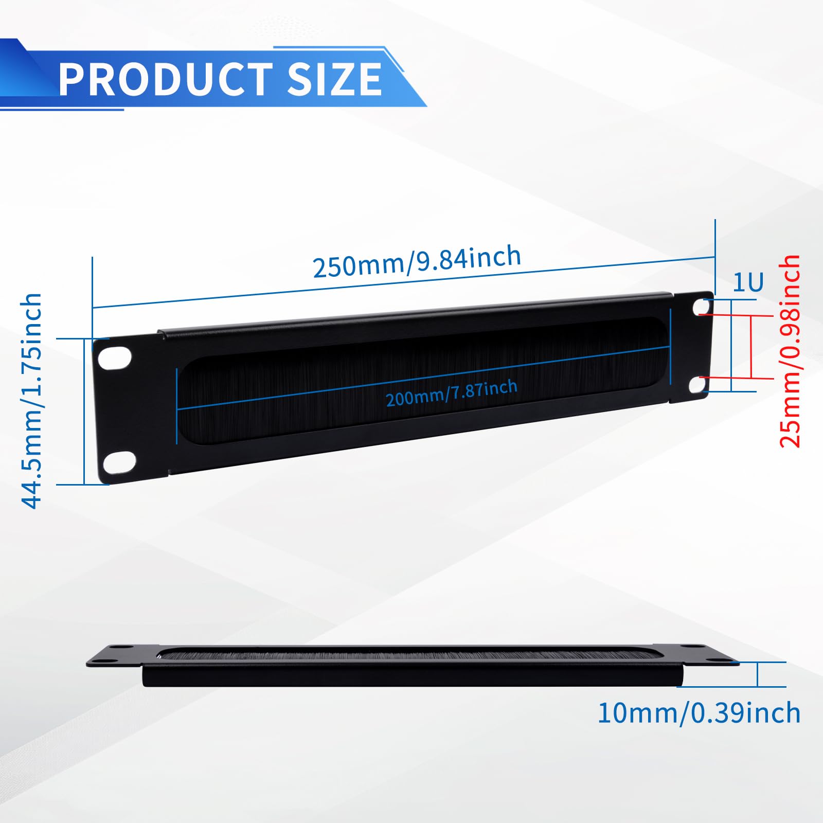 GeeekPi 10 inch 1U Brush Cable Manager