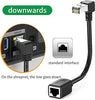 CAT 6 Ethernet Extender Right Angle - RJ45 Network Patch Cord Male to Female Adapter Downward Angle