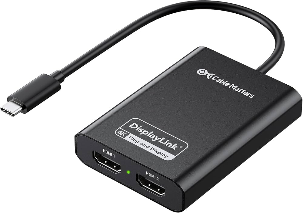 Cable Matters USB-C to Dual HDMI Adapter - DisplayLink