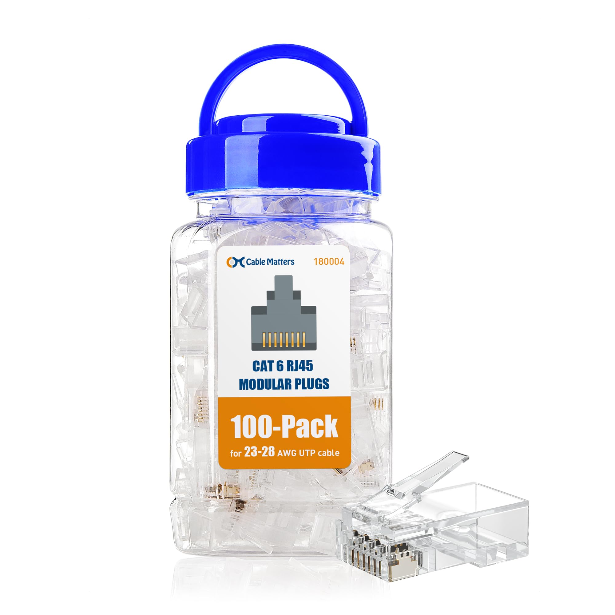 Cable Matters 100 Pack Cat6 RJ45 Modular Plugs