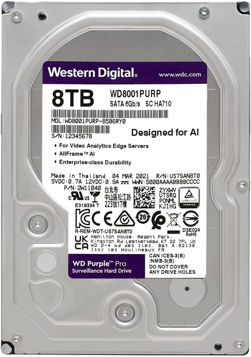 Western Digital 8TB WD Purple Pro Surveillance Internal Hard Drive HDD 3.5"