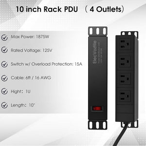 10 inch Rack PDU, 4 Rear Outlets, 1020J Surge Protection