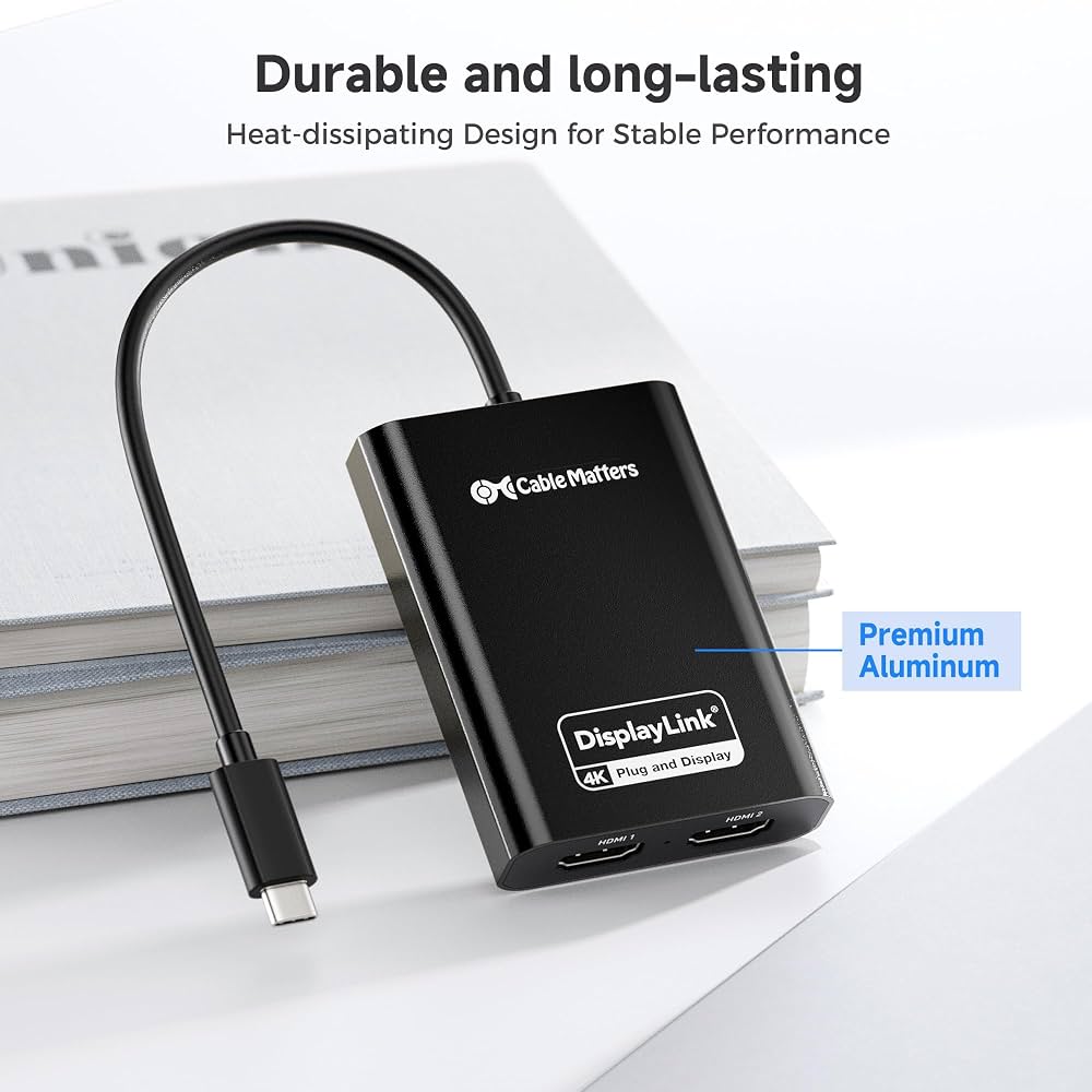 Cable Matters USB-C to Dual HDMI Adapter - DisplayLink