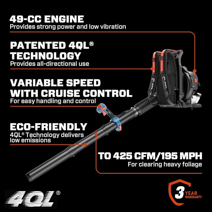 SENIX 4QL 49 cc 4-Cycle Backpack Gas Leaf Blower