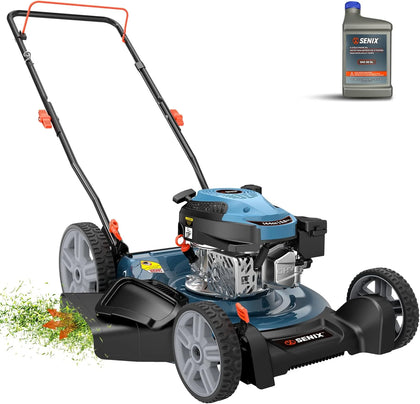 SENIX 21" 144cc 4-Cycle Gas Push Lawn Mower with 2-in-1 Side Discharge & Mulching - LSPG-L6