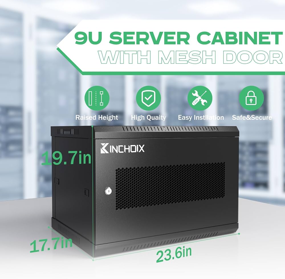 Wall Mount Network Server Cabinet 9U - 19.7in Depth