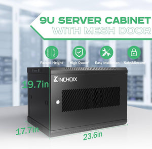 Wall Mount Network Server Cabinet 9U - 19.7in Depth