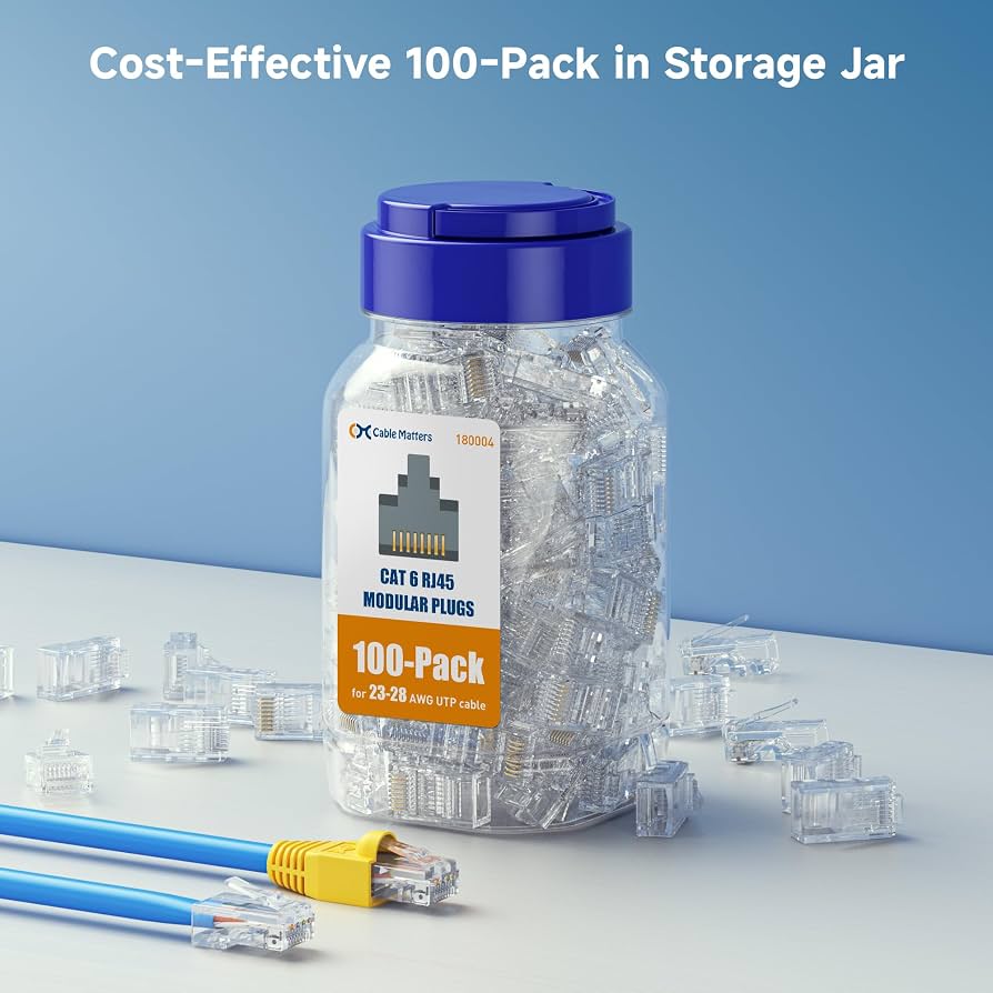 Cable Matters 100 Pack Cat6 RJ45 Modular Plugs