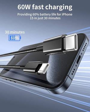 USB C to USB C Cable -  6FT -  60W (3.1A) Nylon Braided