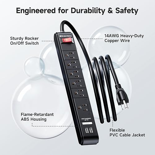 Cable Matters 6-Outlet Surge Protector - 8ft - Sold individually