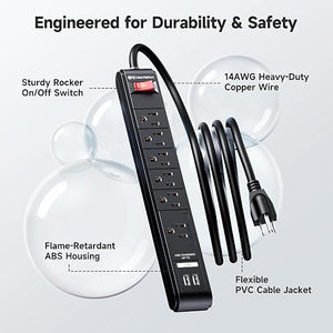 Cable Matters 6-Outlet Surge Protector - 8ft - Sold individually