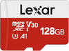 Lexar 128GB Micro SD Card - microSDXC UHS-I Flash Memory Card with Adapter