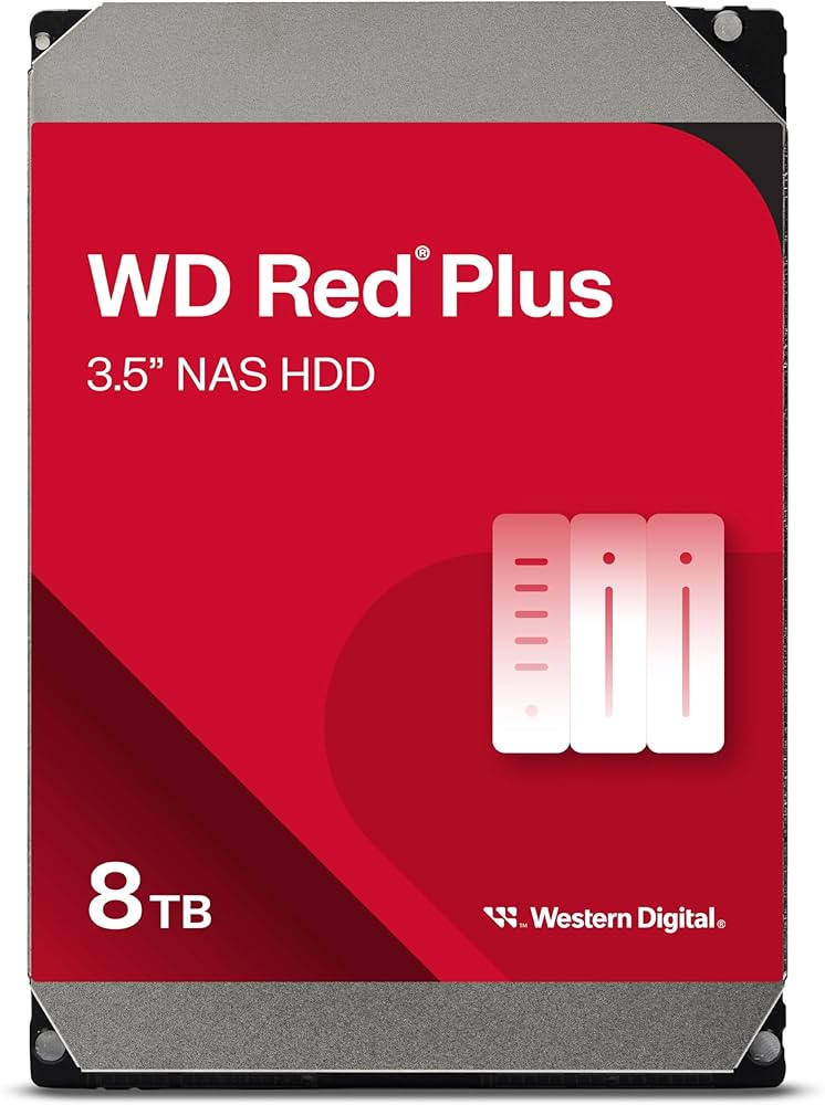 8TB WD Red Plus NAS Hard Drive 3.5 inch 5640 RPM -  WD80EFPX