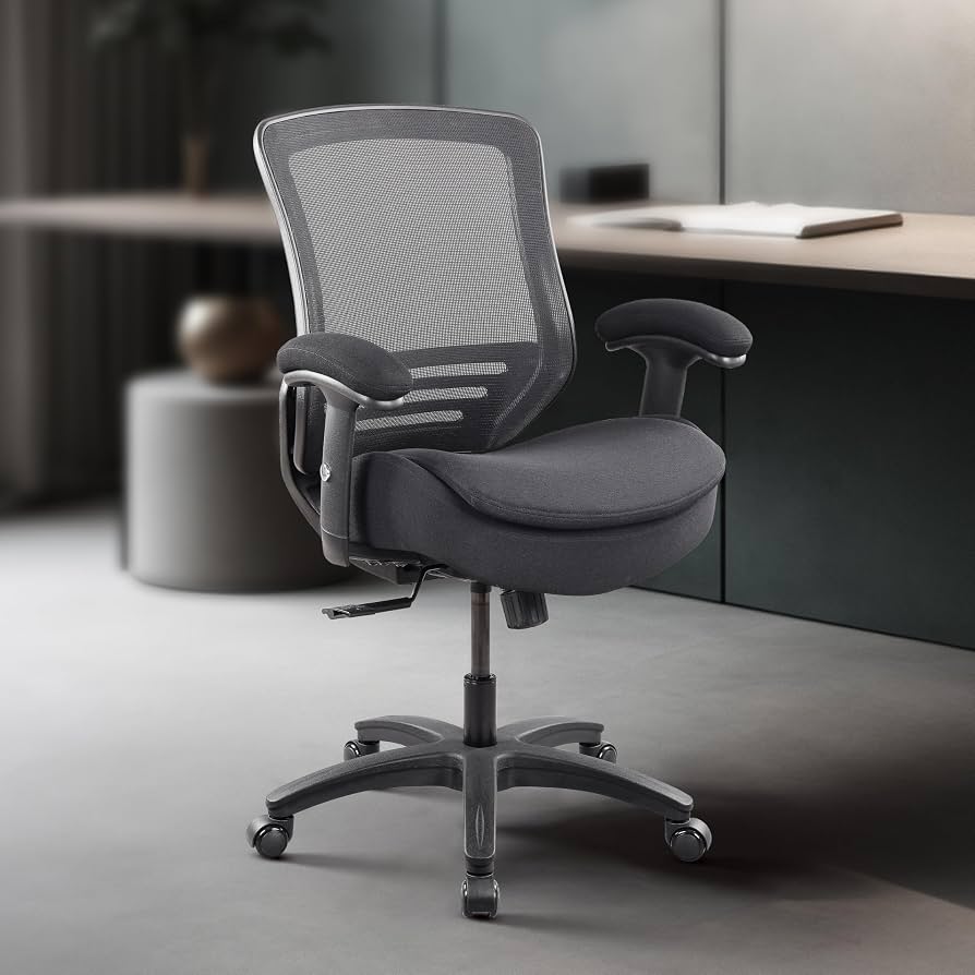BOLISS 400lbs Ergonomic Office Chair Soft Thick Seat with Mesh Back (Black)