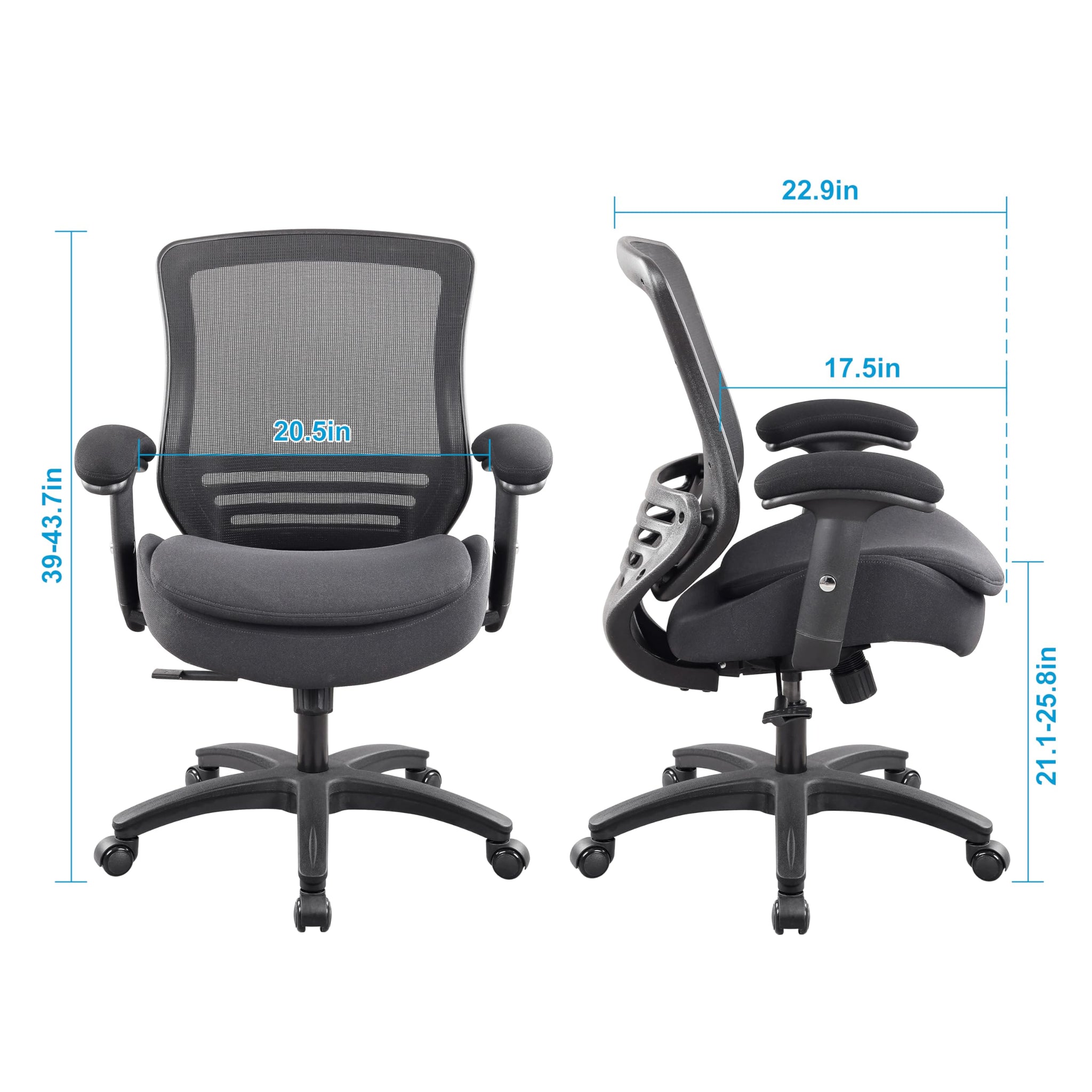 BOLISS 400lbs Ergonomic Office Chair Soft Thick Seat with Mesh Back (Black)
