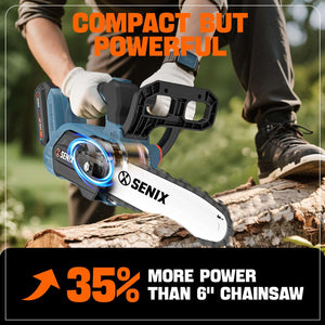 SENIX Chainsaw Cordless, 20V 10" Battery Chainsaw