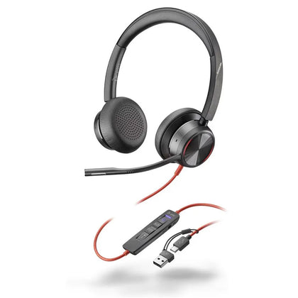 Poly Blackwire 8225 Stereo Microsoft Teams Certified USB-C Headset +USB-C/A Adapter