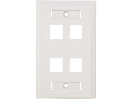 C2G 4-Port Keystone Single Gang Wall Plate (White)