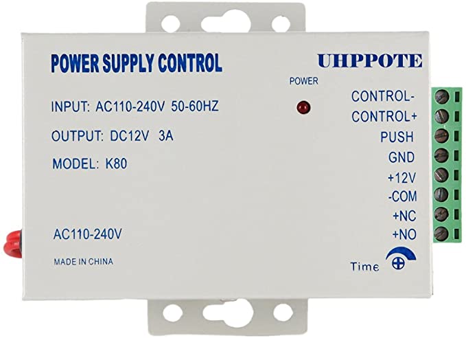 UHPPOTE Power Supply 110-240VAC to 12VDC for Door Access Control System & Intercom Camera