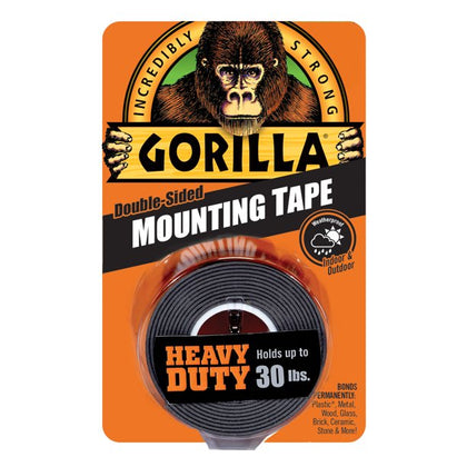 Gorilla Heavy Duty Double Sided Mounting Tape, 1" x 60", Black