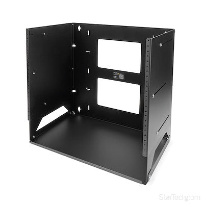StarTech.com 8U 12" x 18" Wall-Mount Server Rack with Built-In Shelf, Black